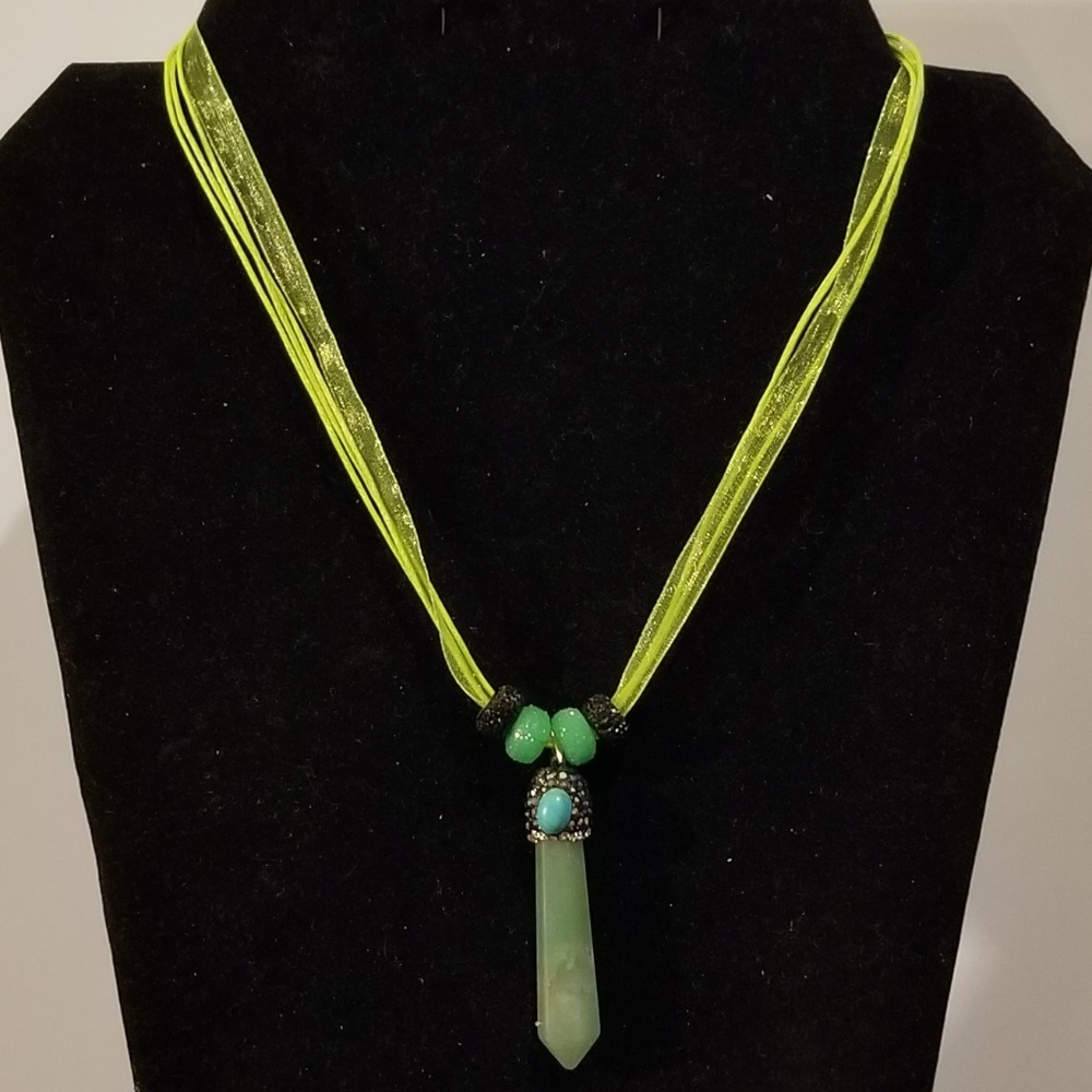 Green Aventuring Pave Crystal Pendulum Necklace